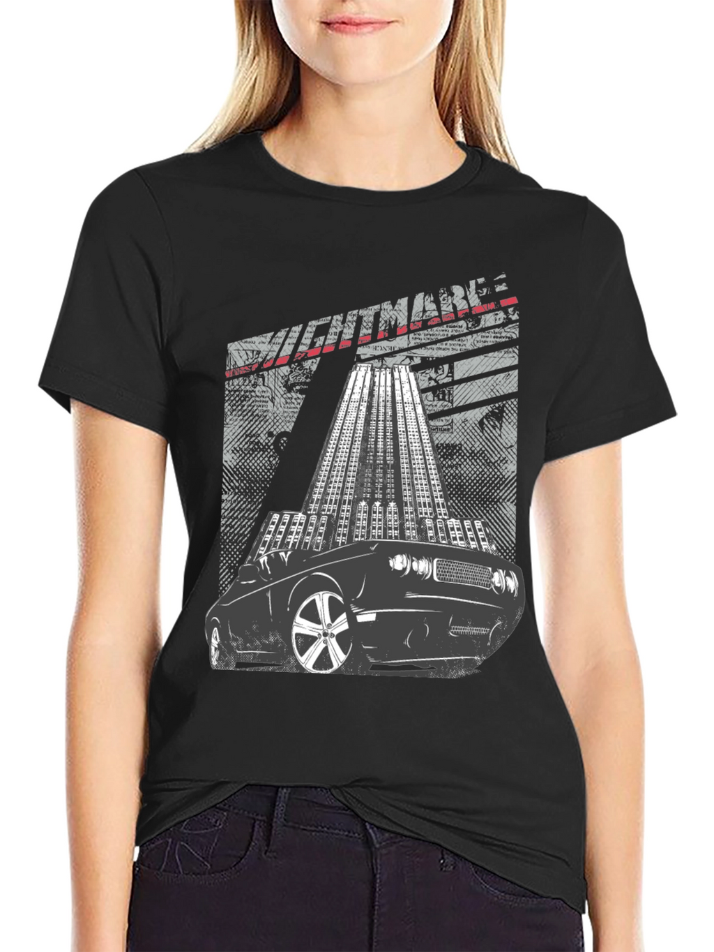 Mens Graphic T-Shirt Car and Cityscape Design