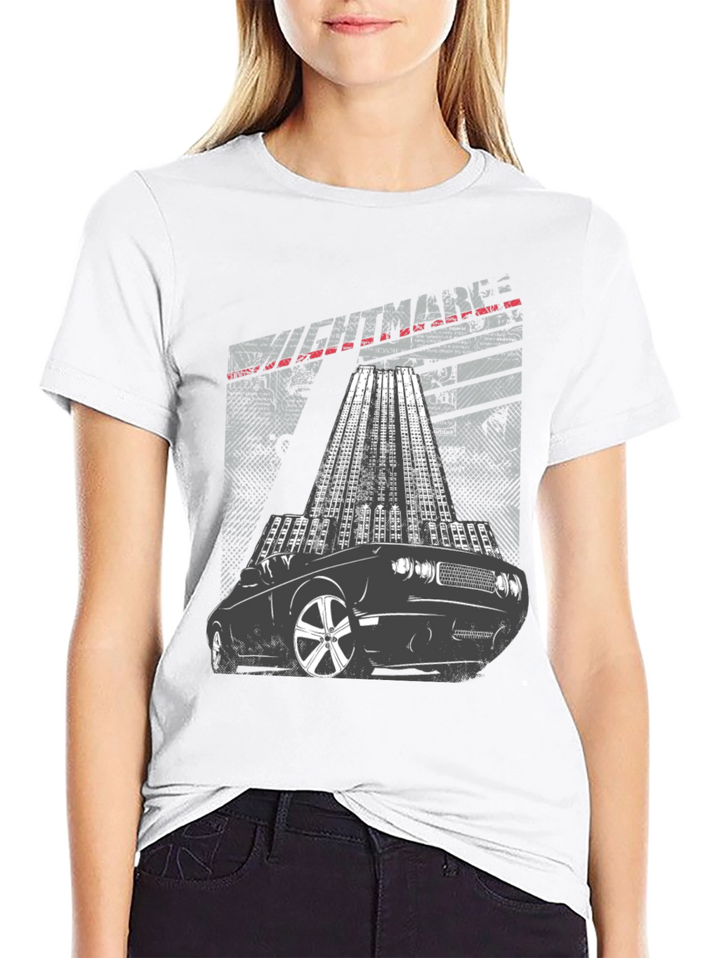 Mens Graphic T-Shirt Car and Cityscape Design