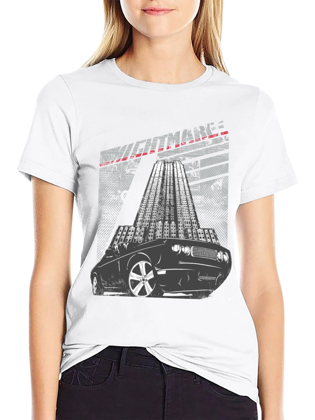 Mens Graphic T-Shirt Car and Cityscape Design