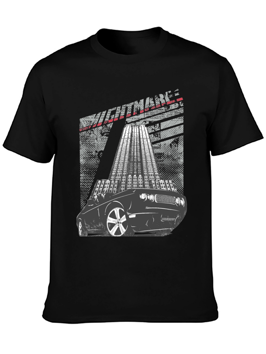 Mens Graphic T-Shirt Car and Cityscape Design