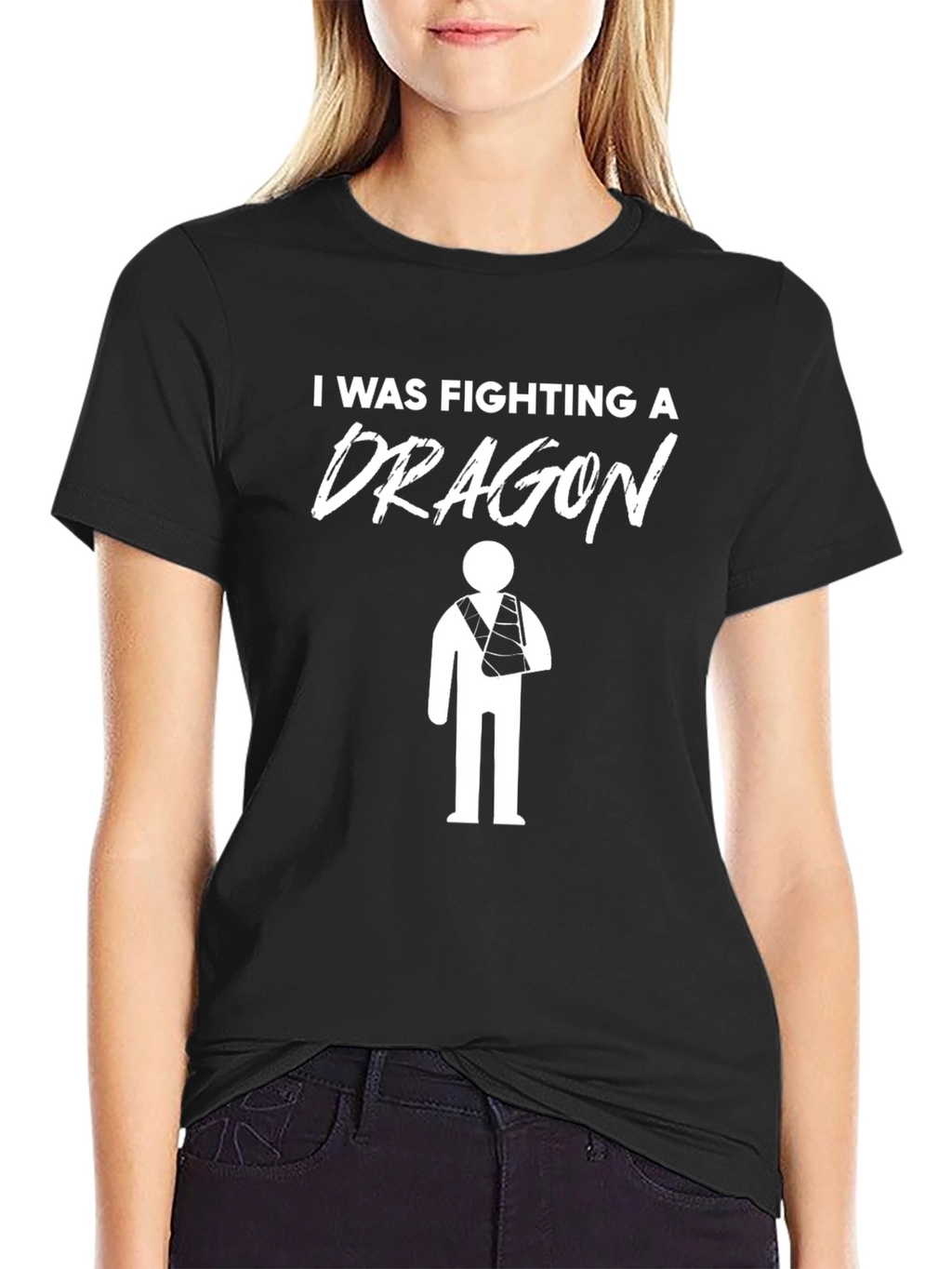 I Was Fighting A Dragon Funny Broken Arm T-Shirt