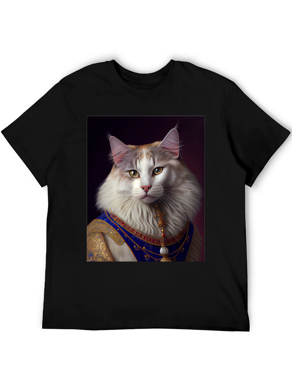 Regal Cat Portrait Tee - Unique Graphic Print