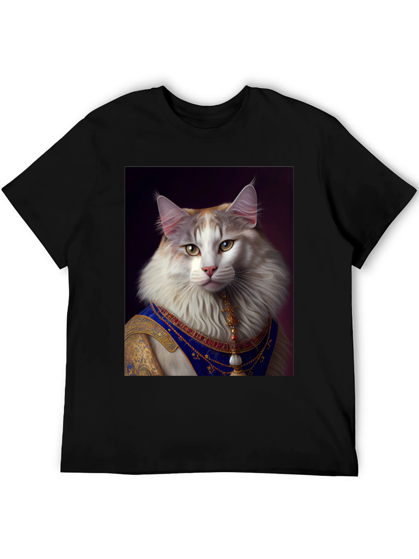 Regal Cat Portrait Tee - Unique Graphic Print