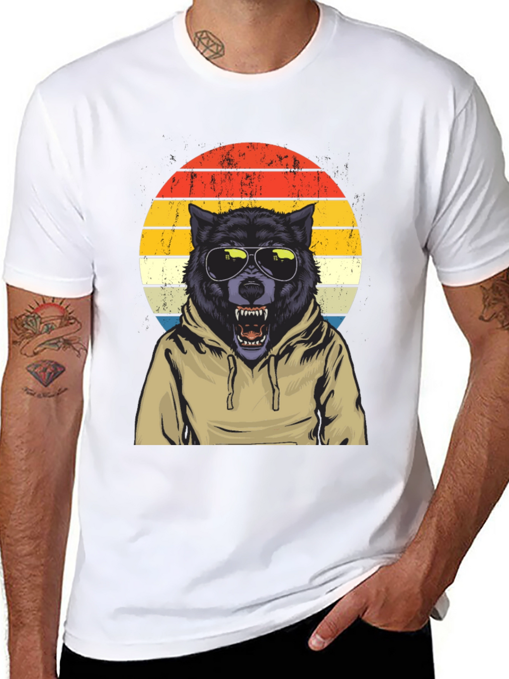 Retro Wolf Hoodie T-Shirt