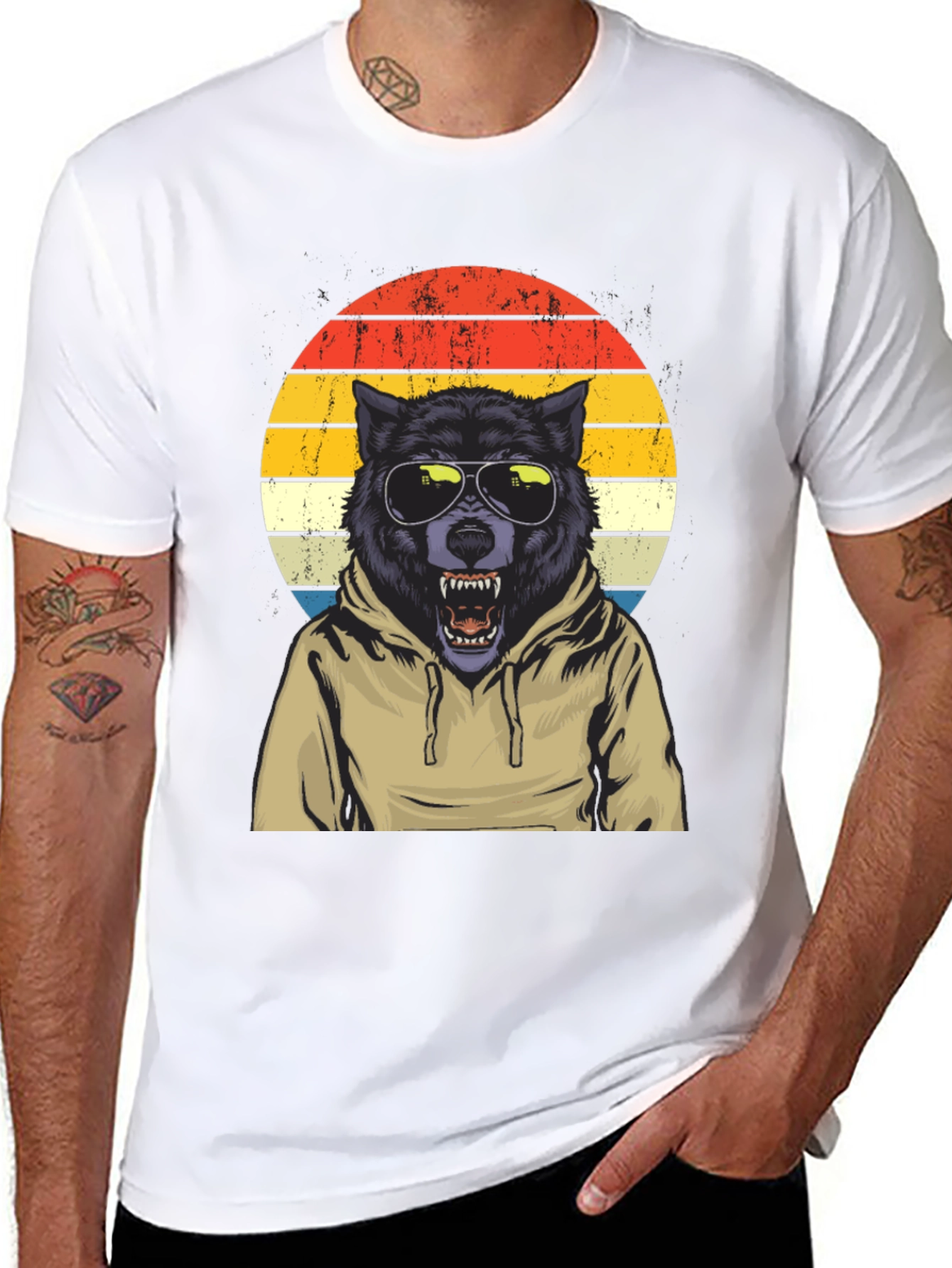 Retro Wolf Hoodie T-Shirt