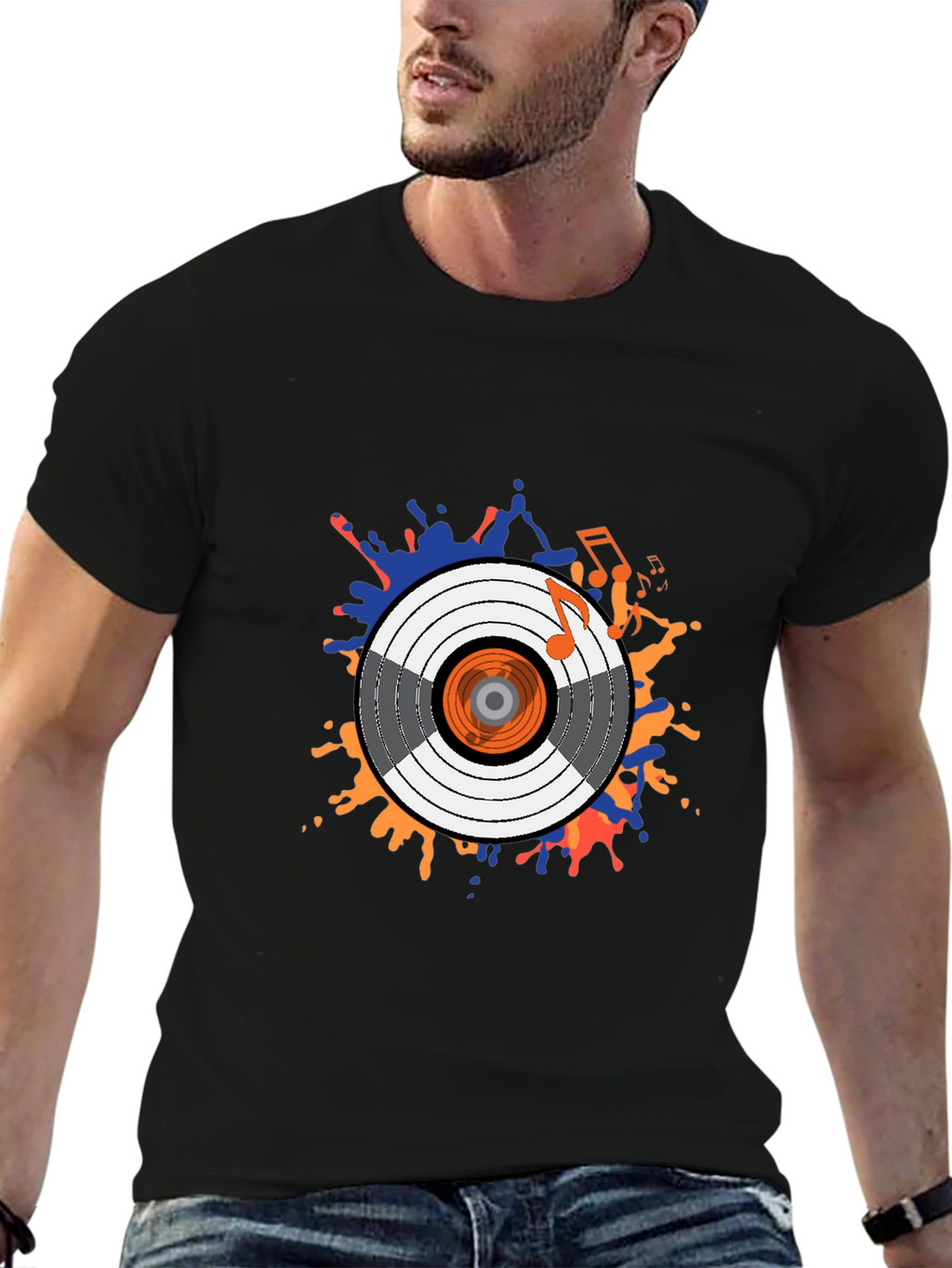 Stylish Record Graphic T-Shirt