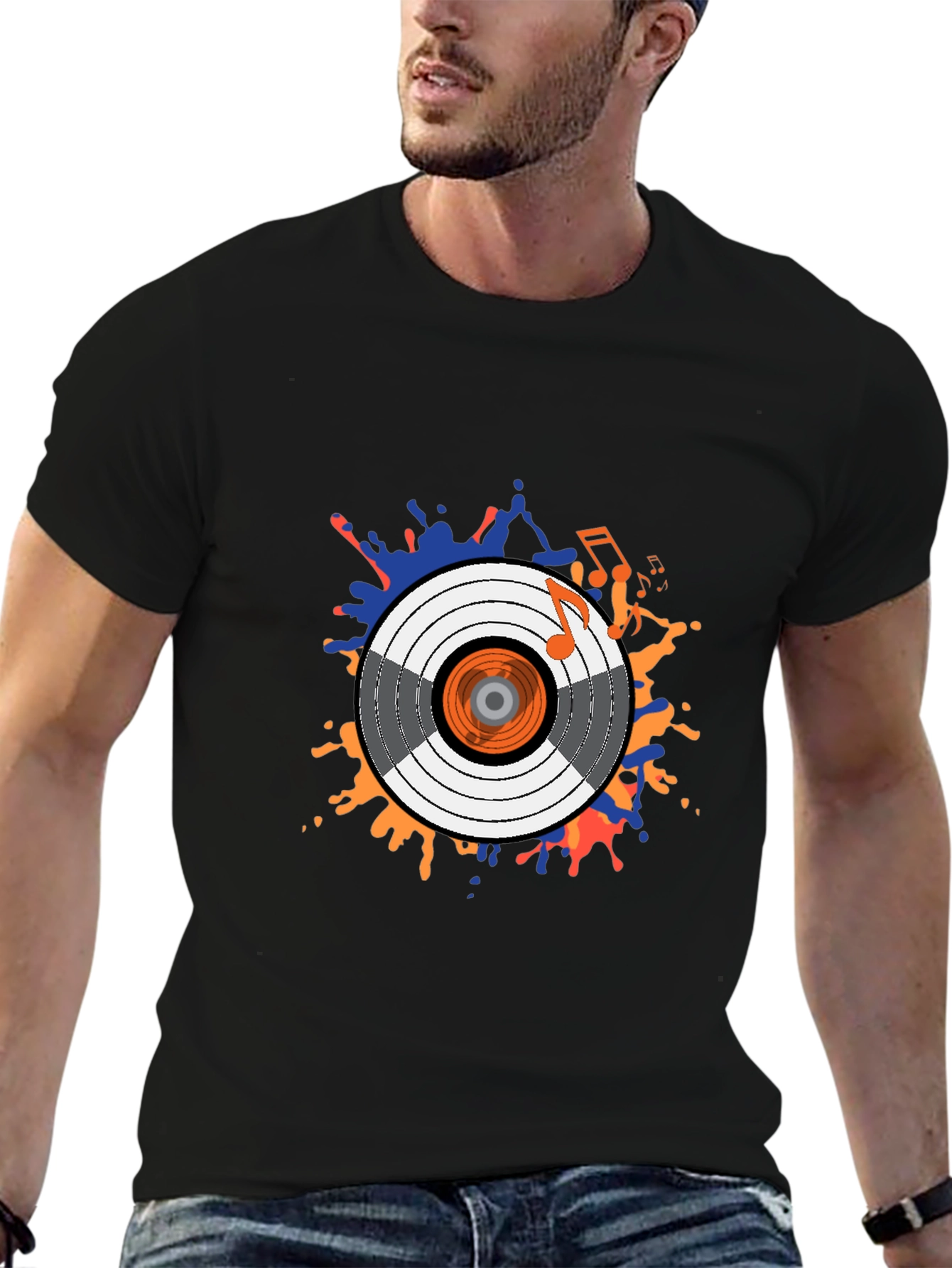 Stylish Record Graphic T-Shirt