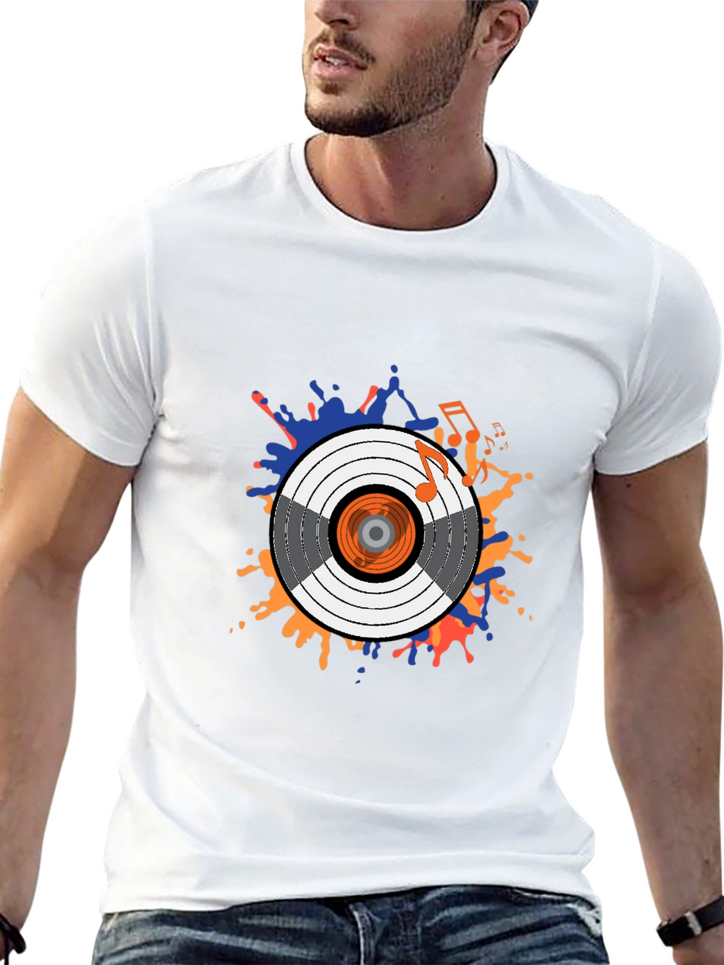 Stylish Record Graphic T-Shirt