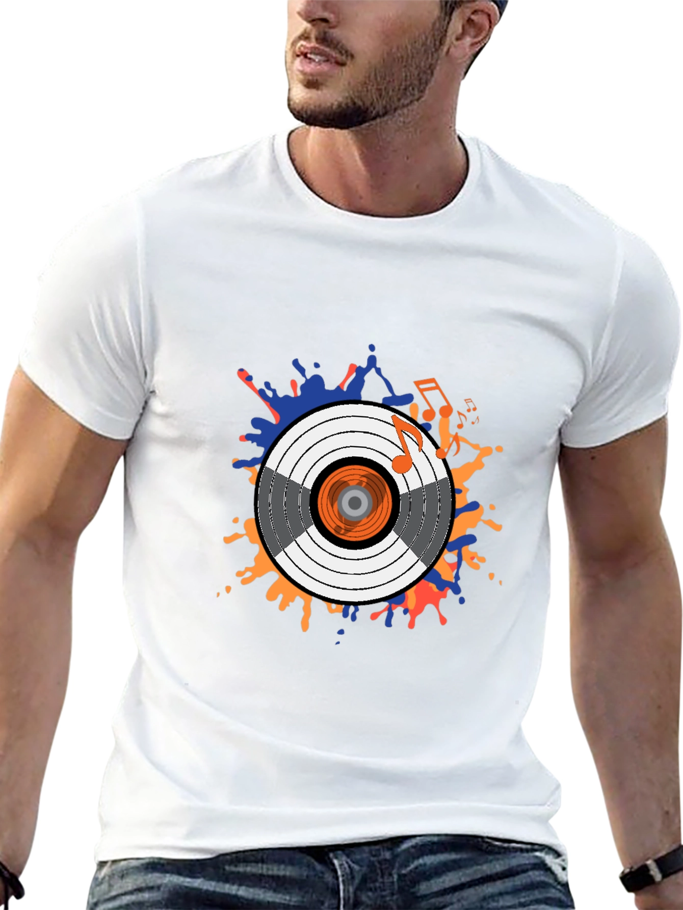 Stylish Record Graphic T-Shirt