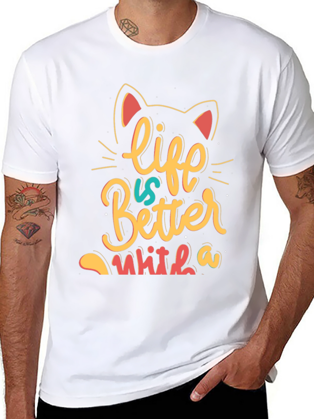 Life is Better With a Cat T-Shirt - Black