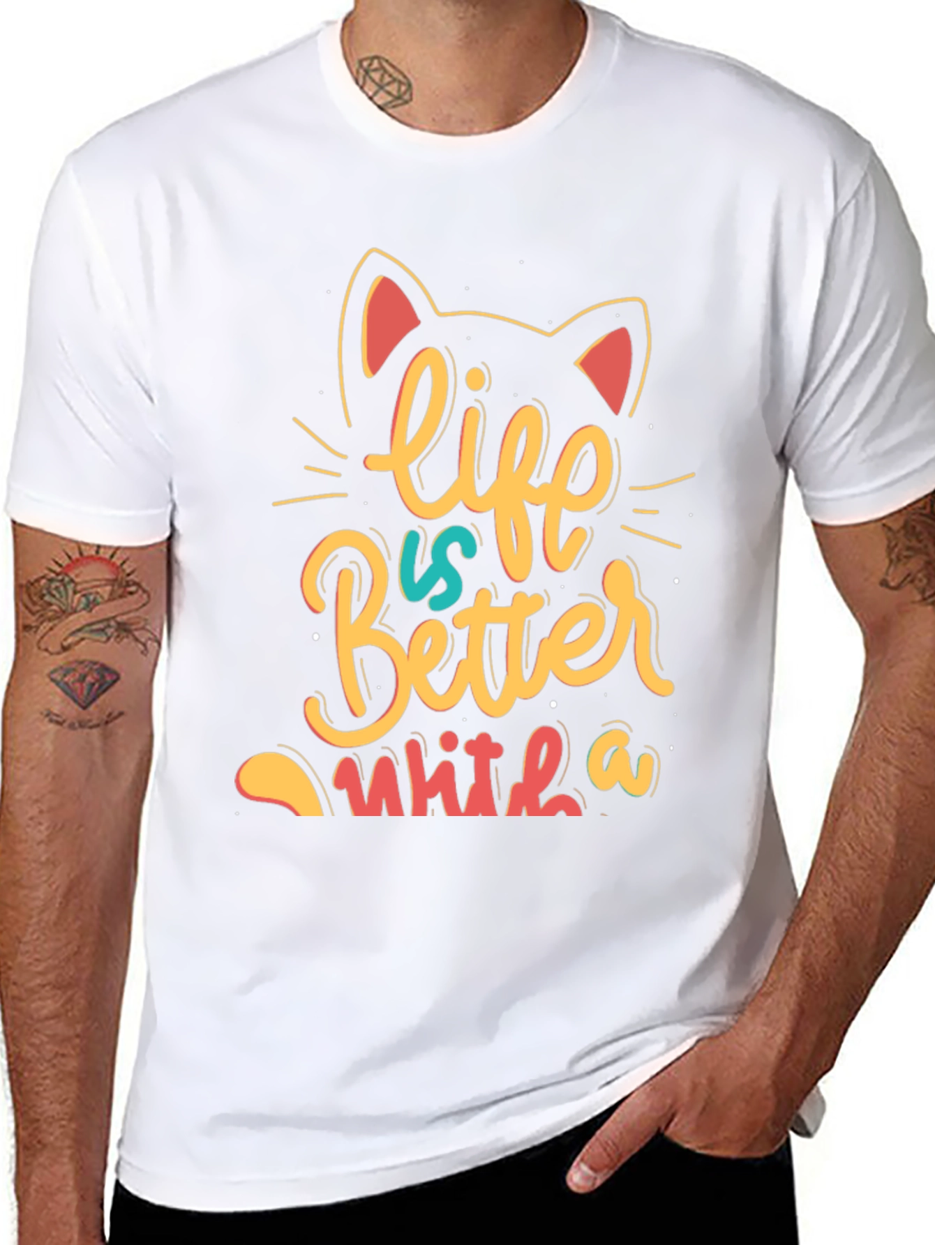 Life is Better With a Cat T-Shirt - Black