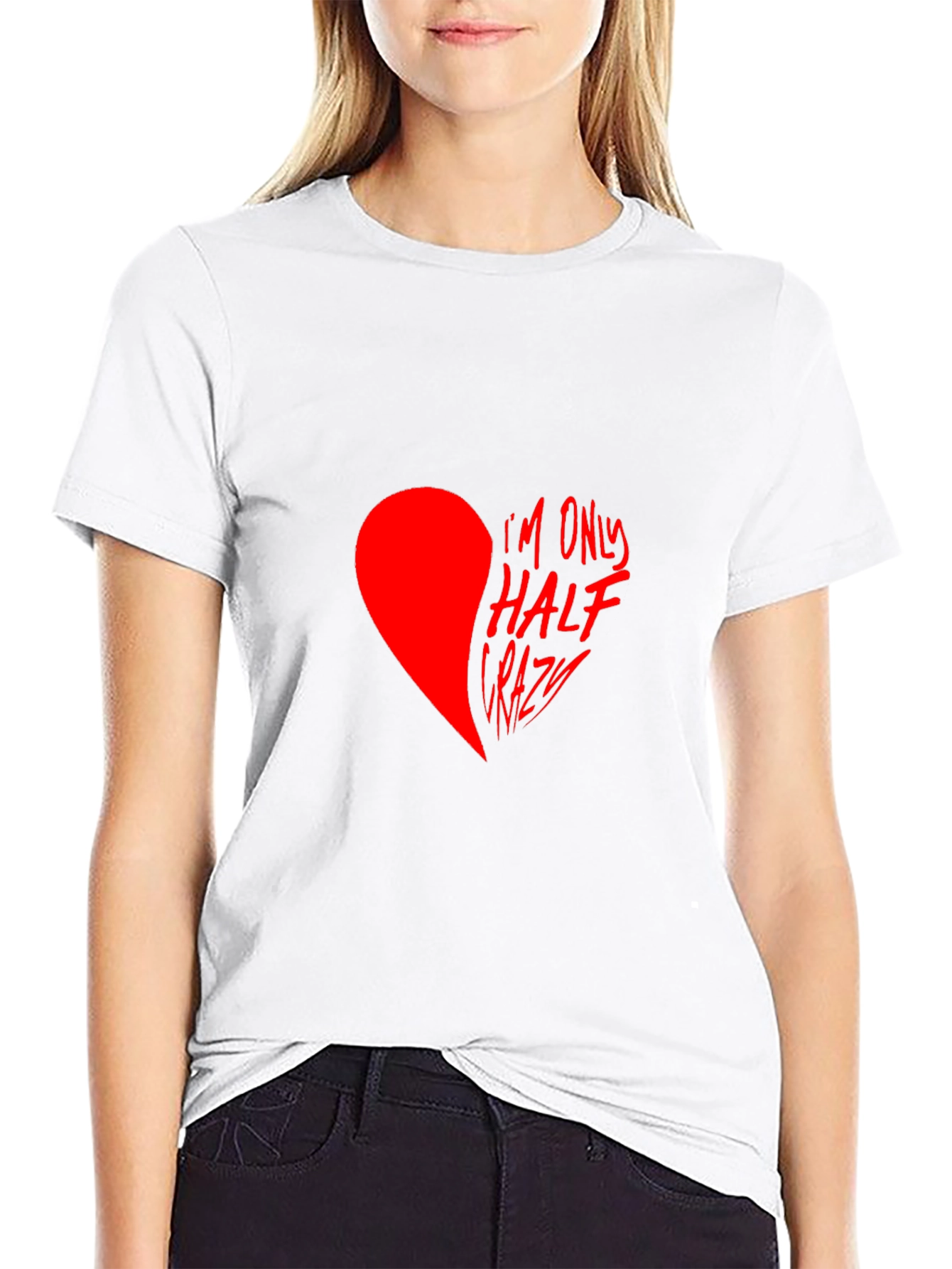 Half Crazy Heart Graphic Tee - Black