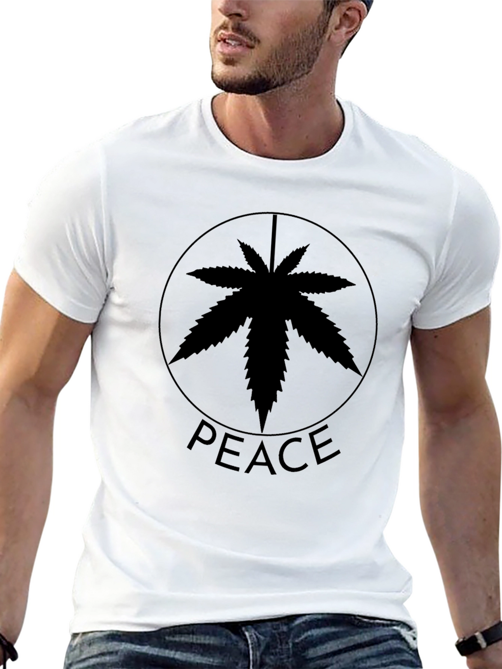 Peace Sign Marijuana Leaf T-Shirt