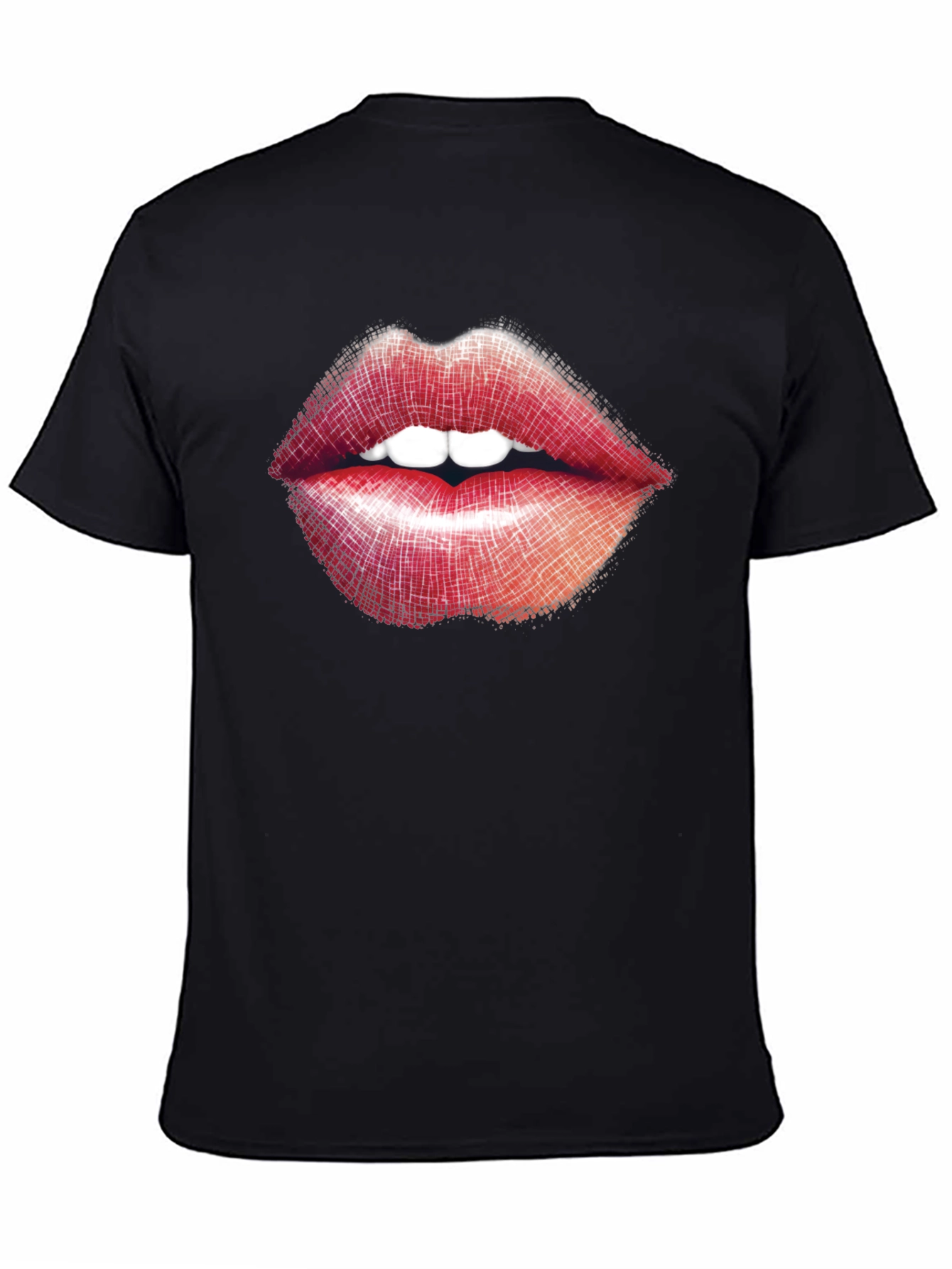 Lips Graphic Print Black T-Shirt