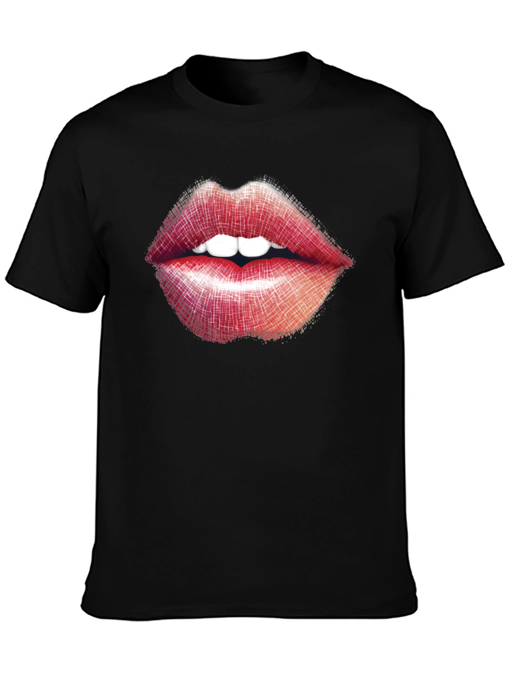 Lips Graphic Print Black T-Shirt