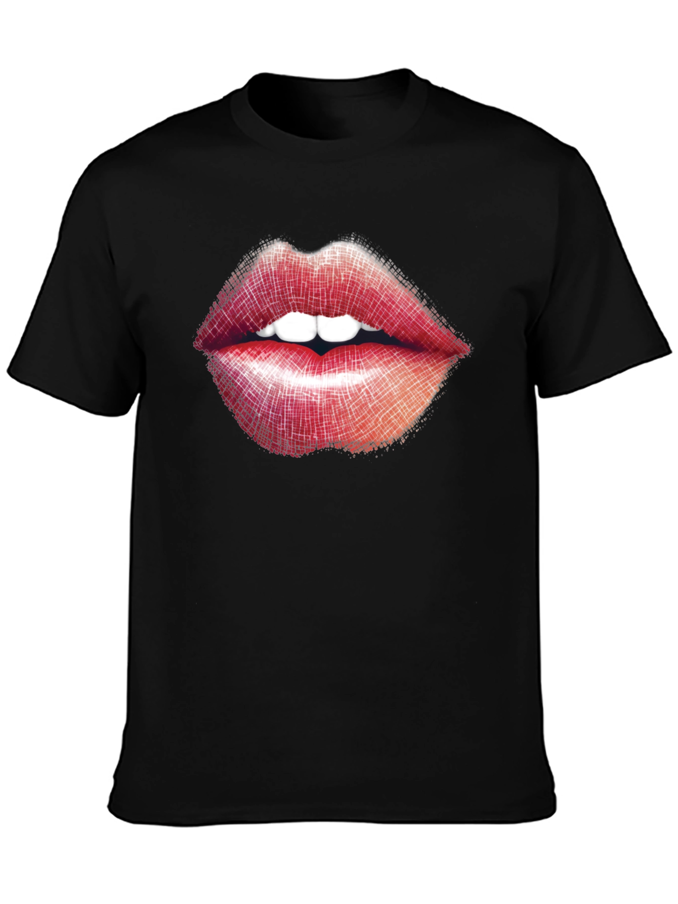 Lips Graphic Print Black T-Shirt