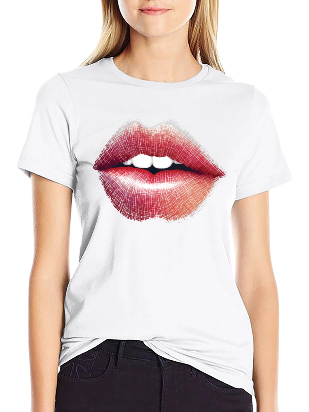 Lips Graphic Print Black T-Shirt