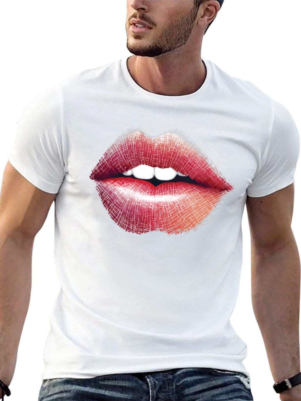 Lips Graphic Print Black T-Shirt