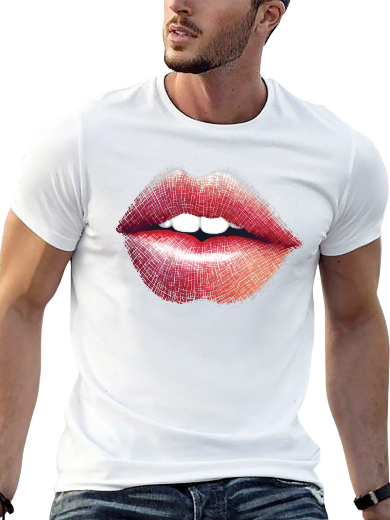 Lips Graphic Print Black T-Shirt