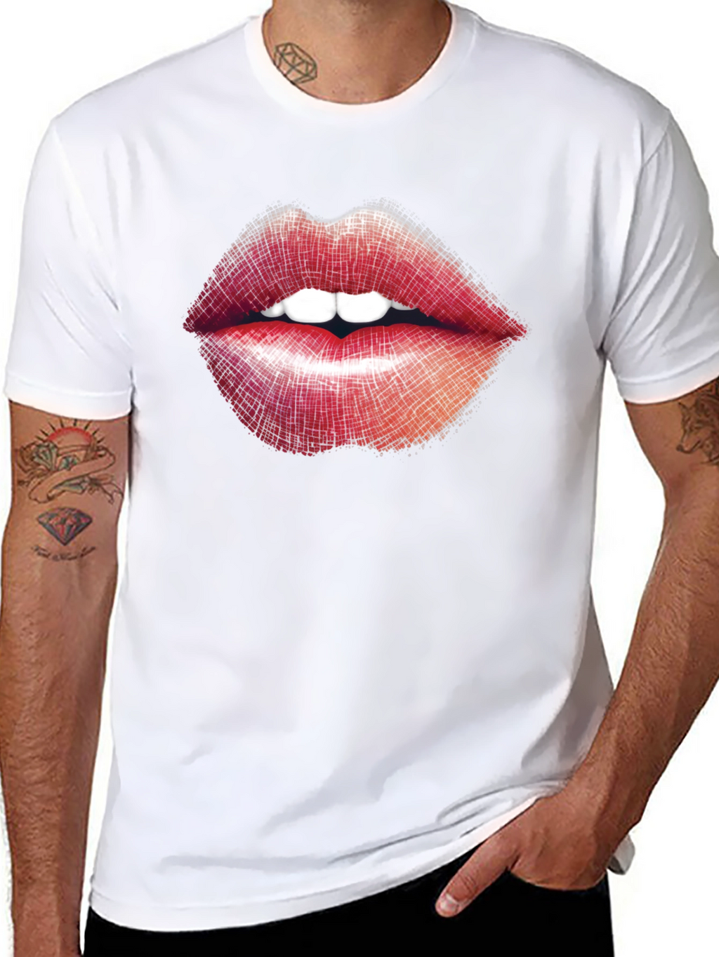 Lips Graphic Print Black T-Shirt