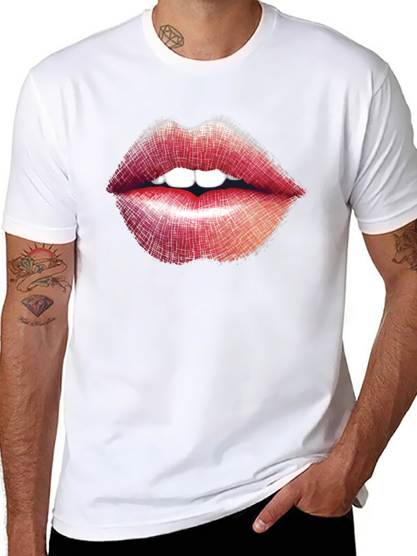 Lips Graphic Print Black T-Shirt