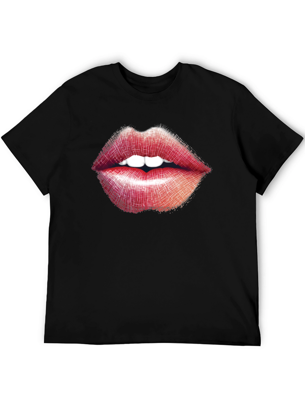 Lips Graphic Print Black T-Shirt