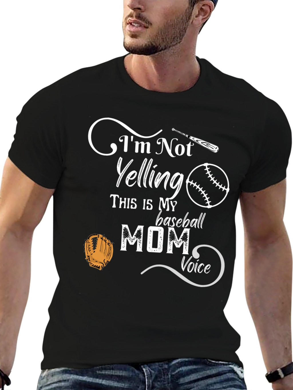 Baseball Mom T-Shirt - Im Not Yelling