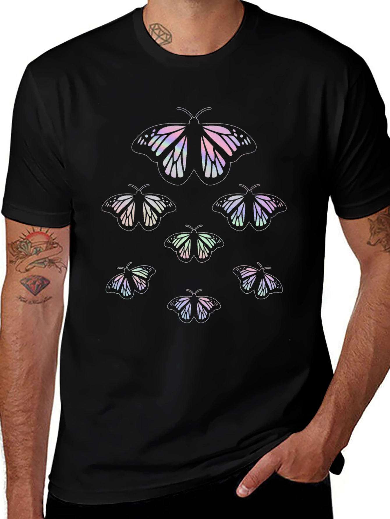 Butterfly Graphic Tee - Stylish Black T-Shirt