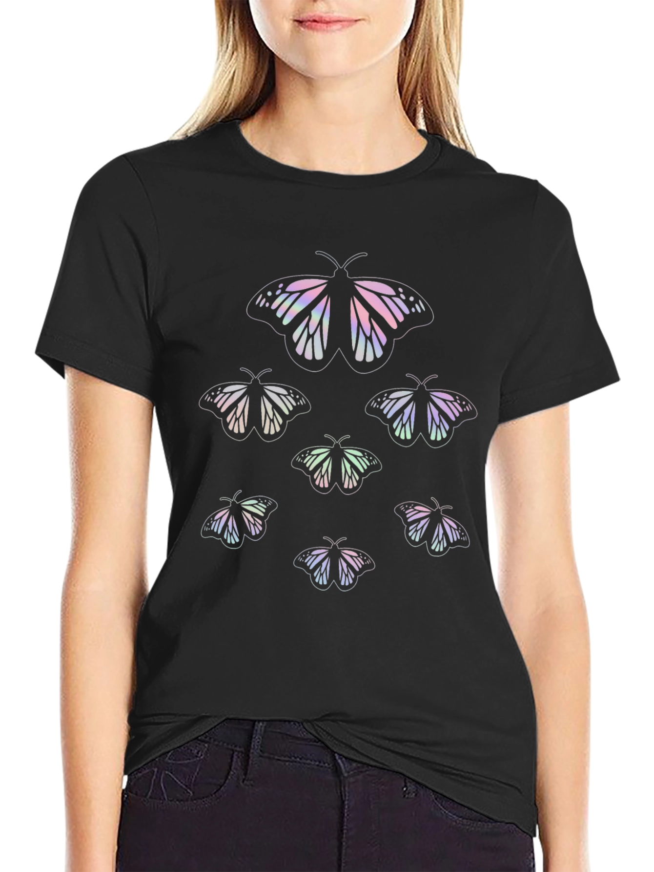 Butterfly Graphic Tee - Stylish Black T-Shirt