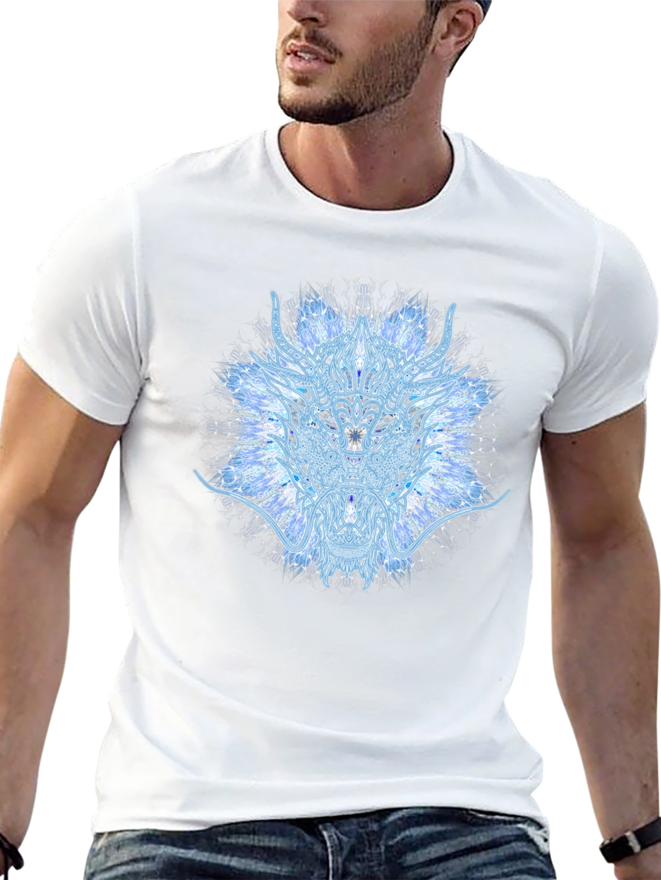 Blue Fractal T-Shirt - Stylish Graphic Tee