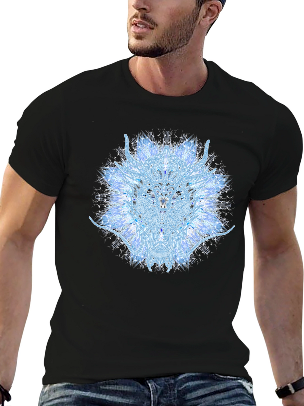 Blue Fractal T-Shirt - Stylish Graphic Tee