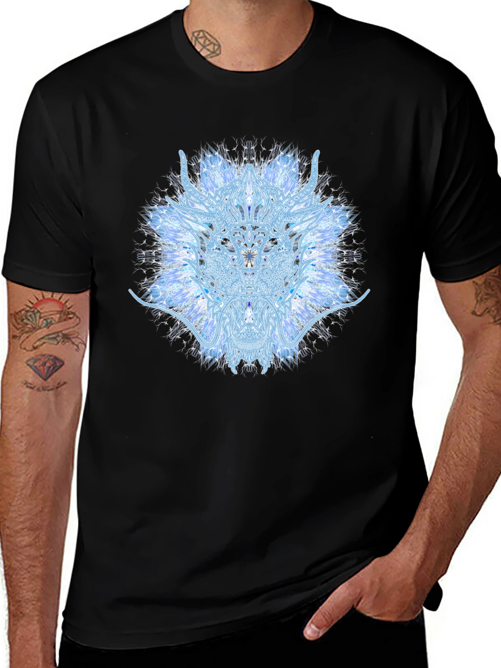 Blue Fractal T-Shirt - Stylish Graphic Tee