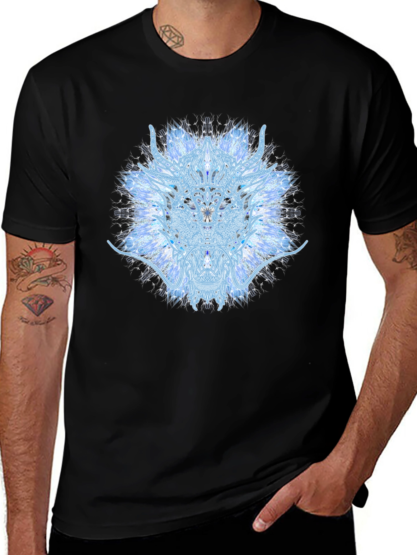 Blue Fractal T-Shirt - Stylish Graphic Tee