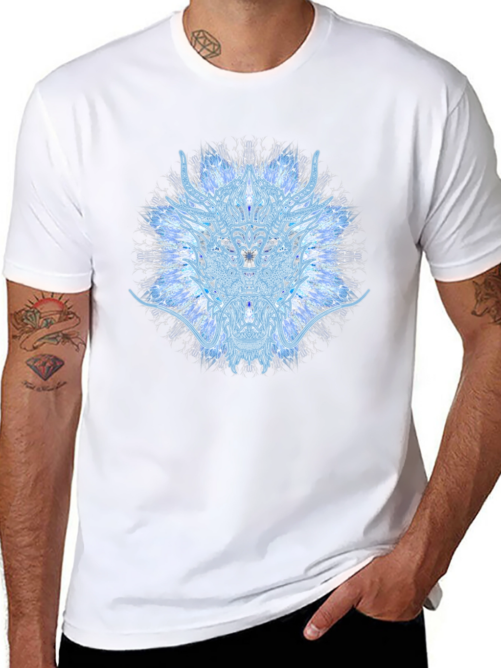 Blue Fractal T-Shirt - Stylish Graphic Tee