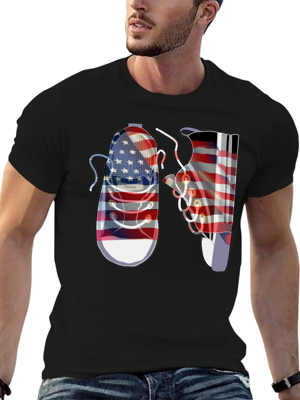 American Flag Shoes Graphic Tee