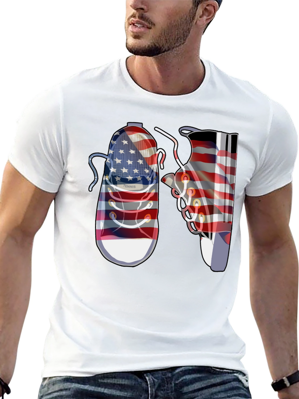 American Flag Shoes Graphic Tee