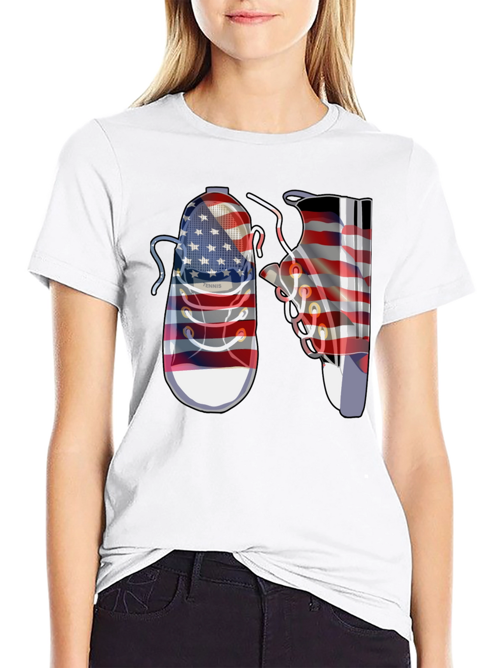 American Flag Shoes Graphic Tee