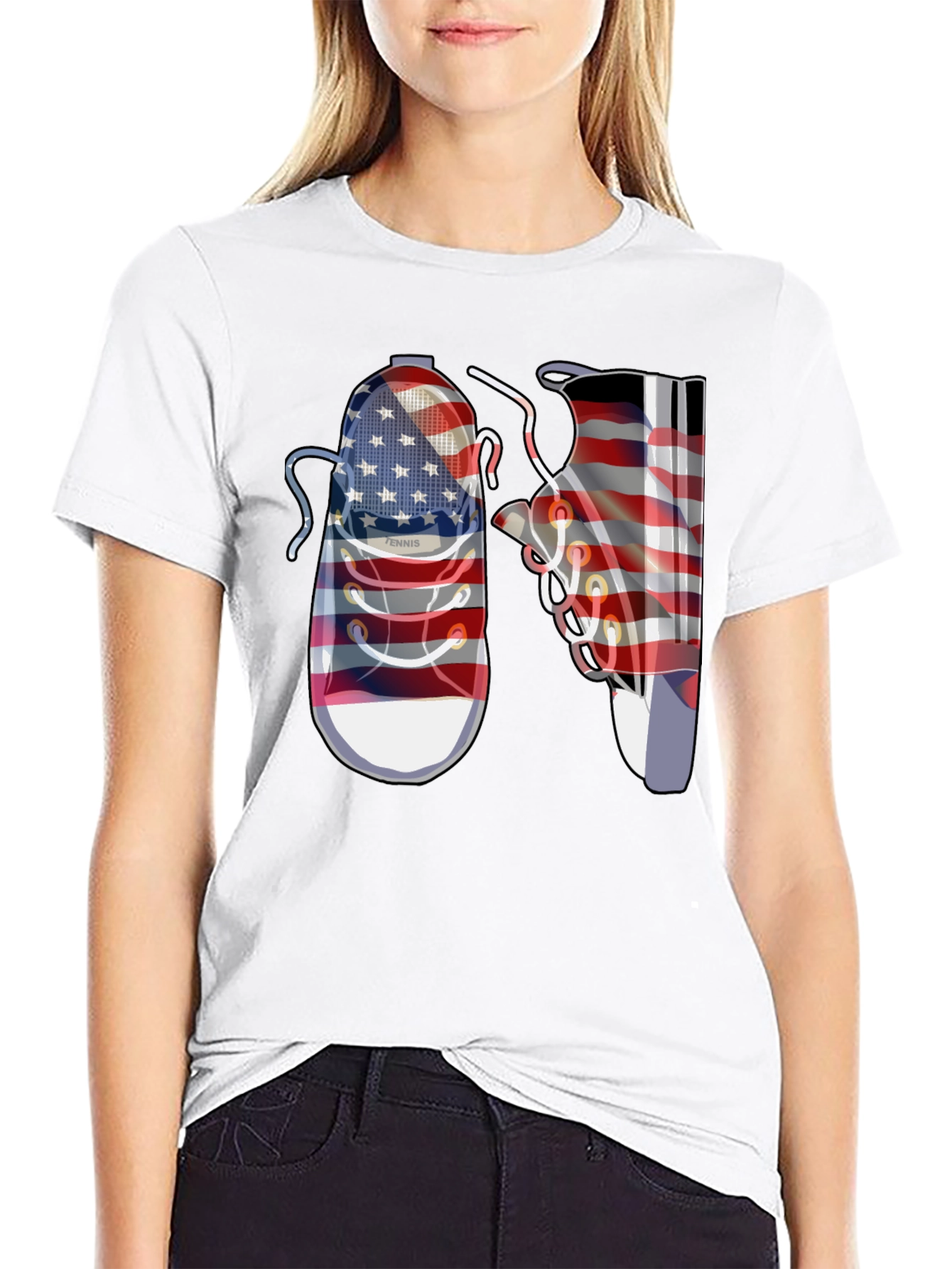 American Flag Shoes Graphic Tee