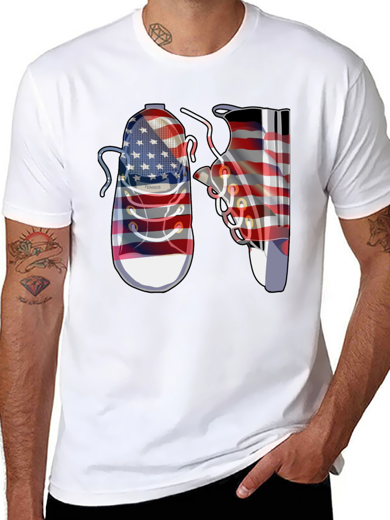 American Flag Shoes Graphic Tee