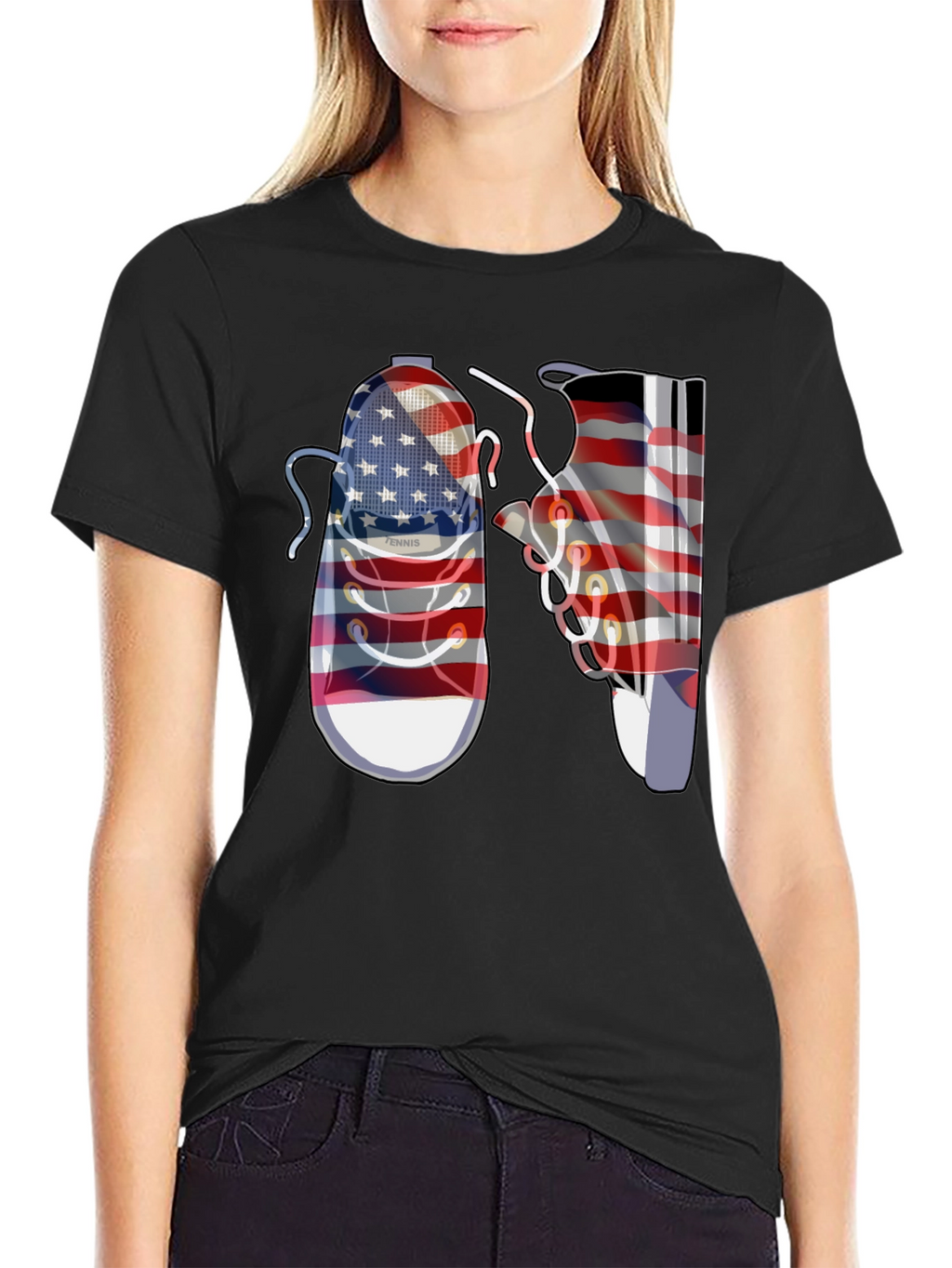 American Flag Shoes Graphic Tee