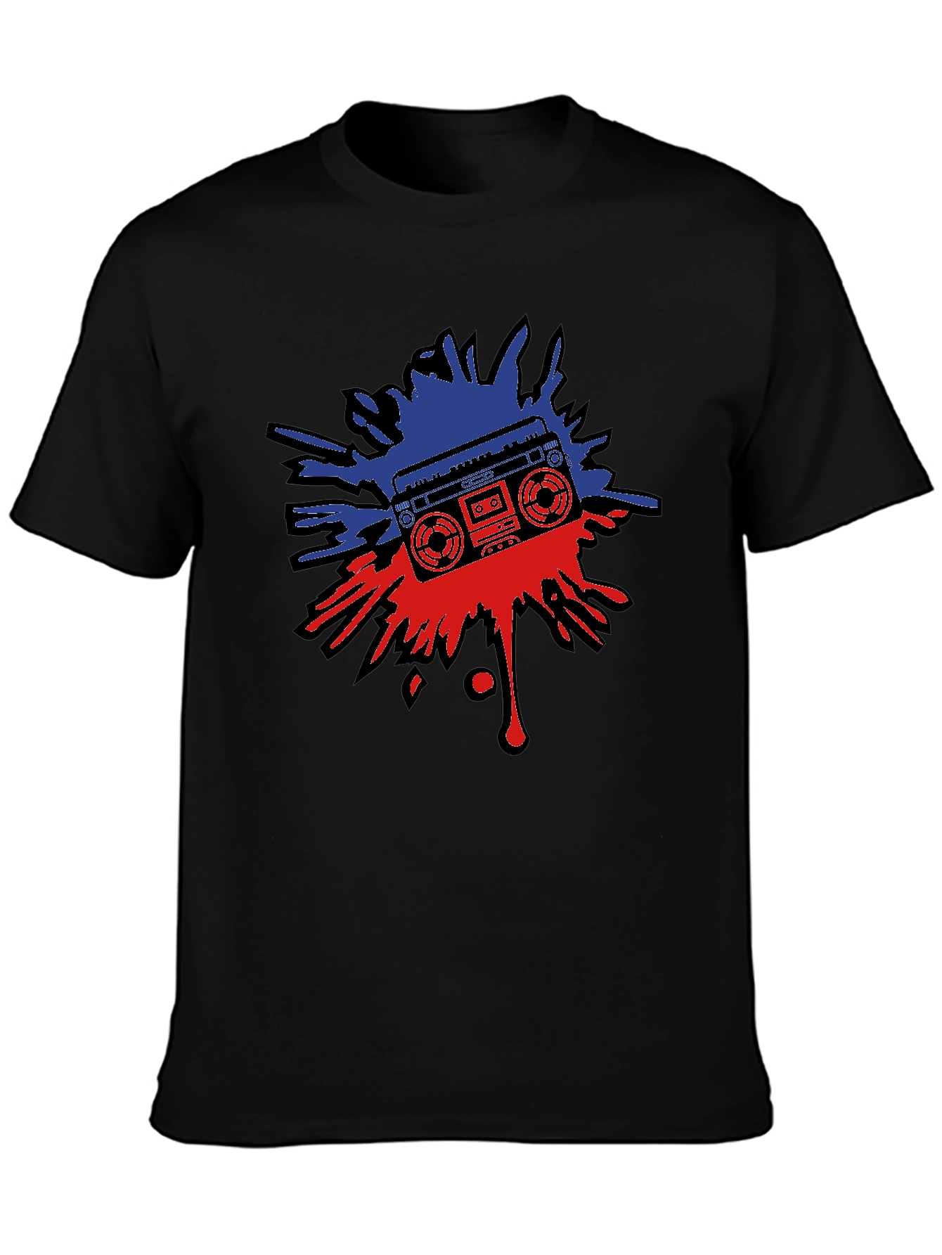 Retro Boombox Splatter Graphic T-Shirt