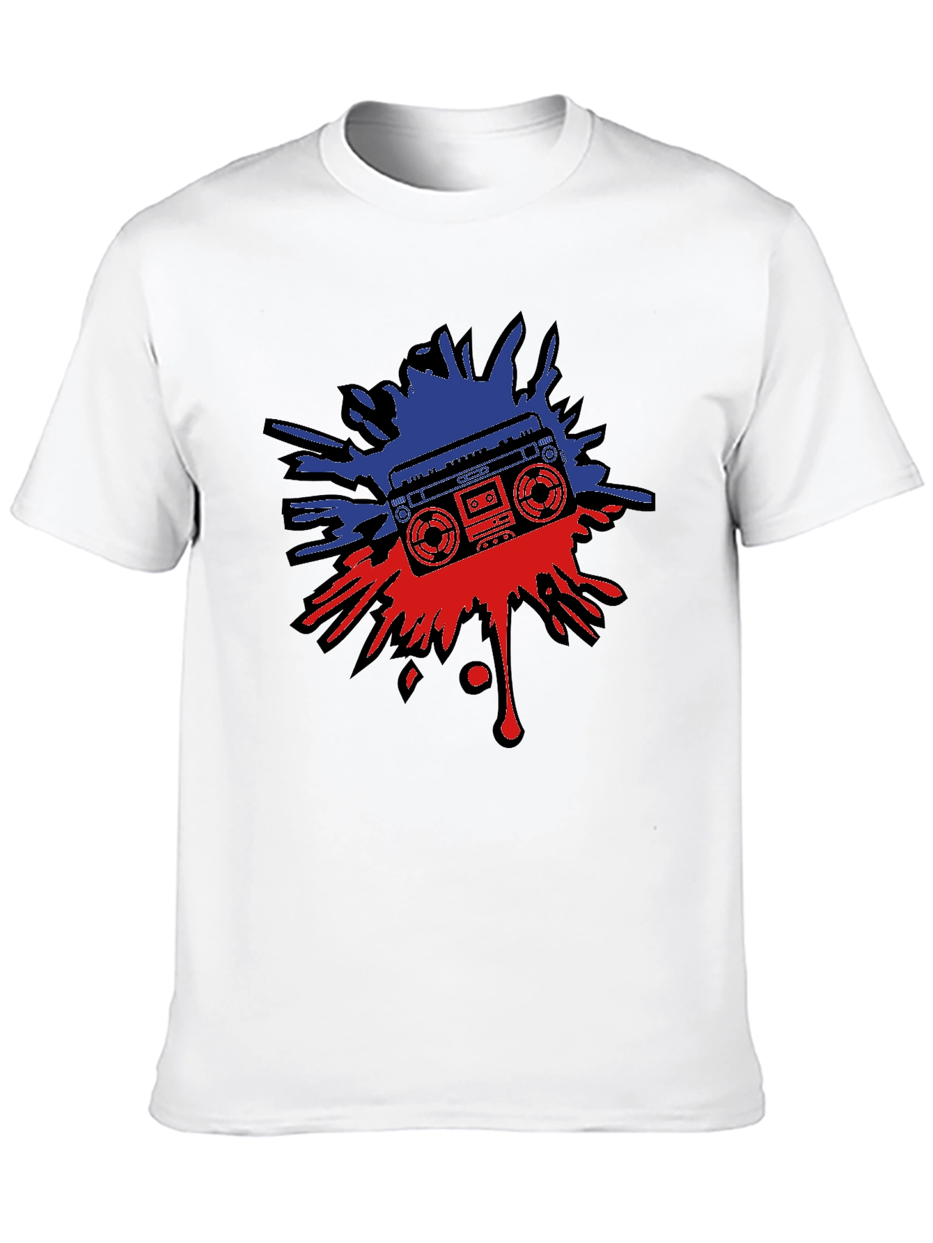 Retro Boombox Splatter Graphic T-Shirt