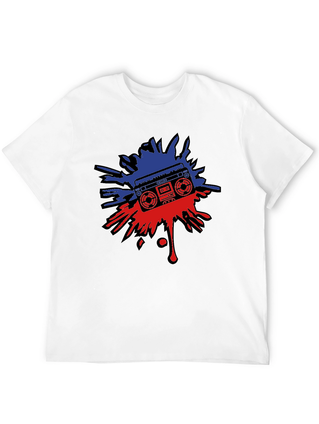 Retro Boombox Splatter Graphic T-Shirt