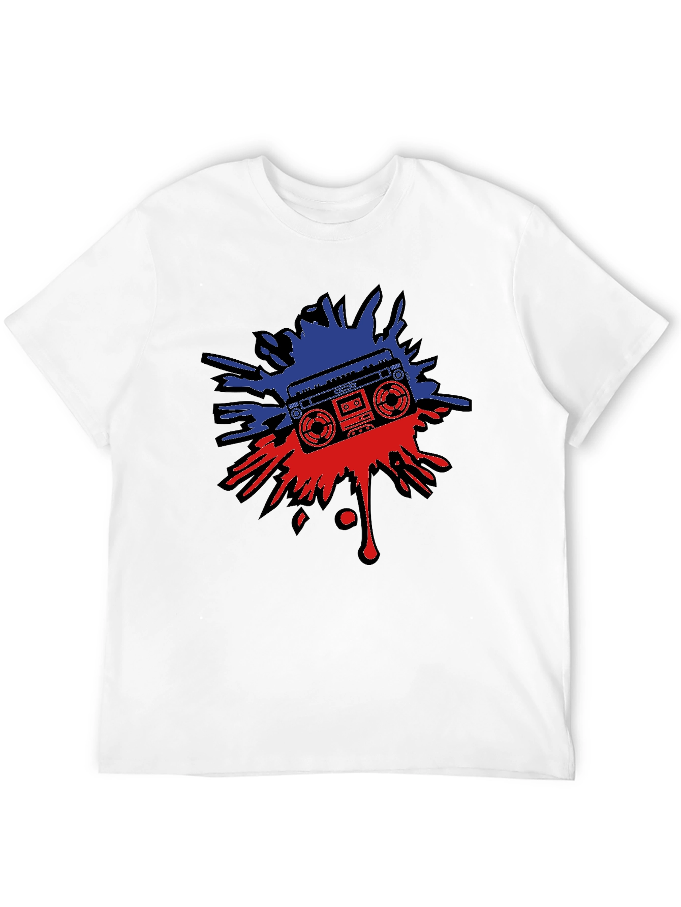 Retro Boombox Splatter Graphic T-Shirt