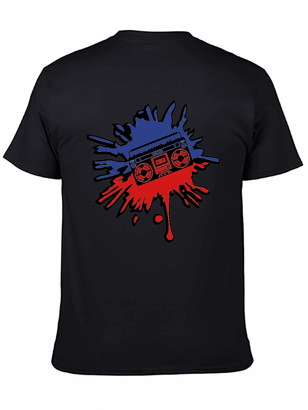 Retro Boombox Splatter Graphic T-Shirt