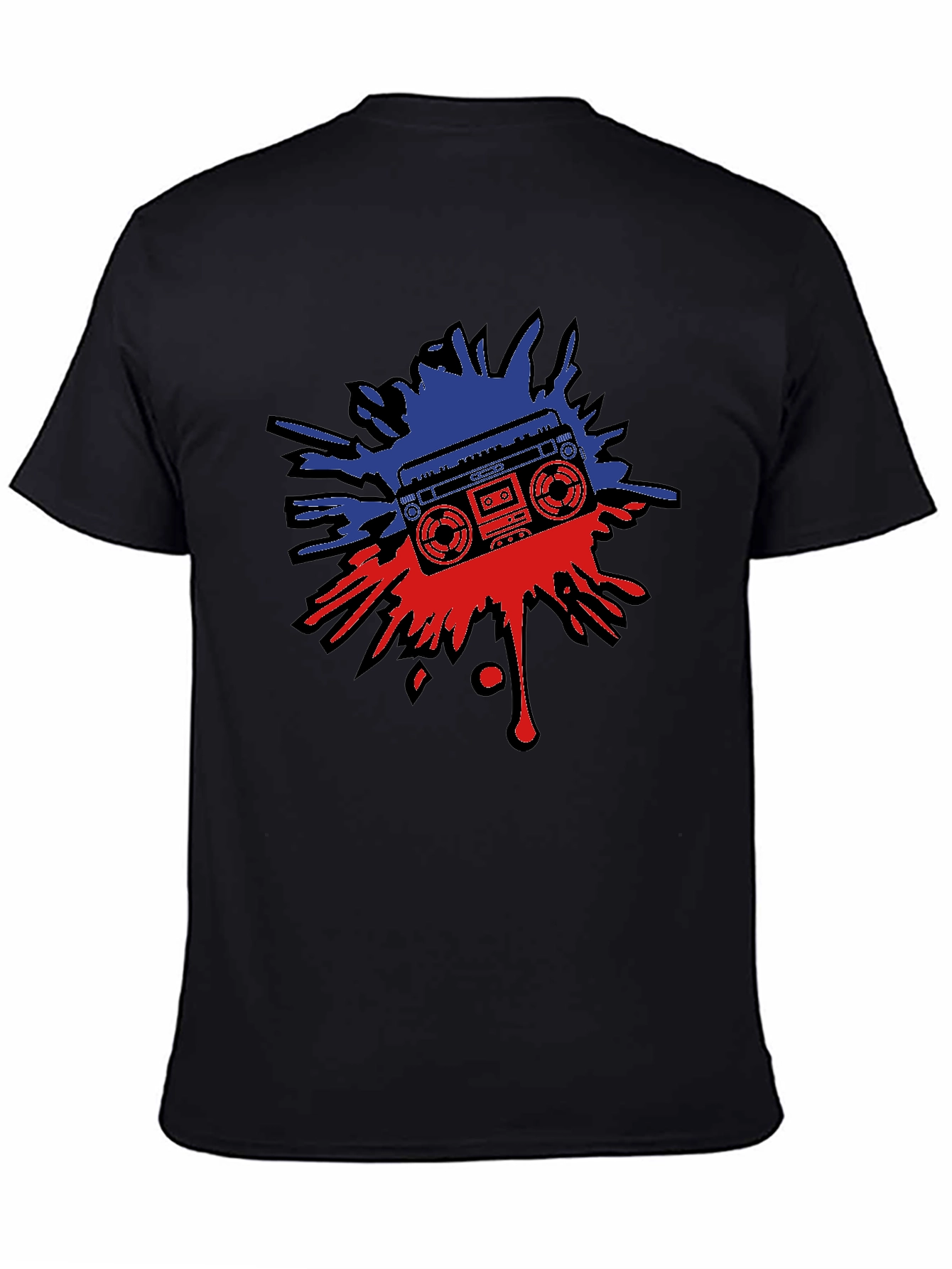 Retro Boombox Splatter Graphic T-Shirt