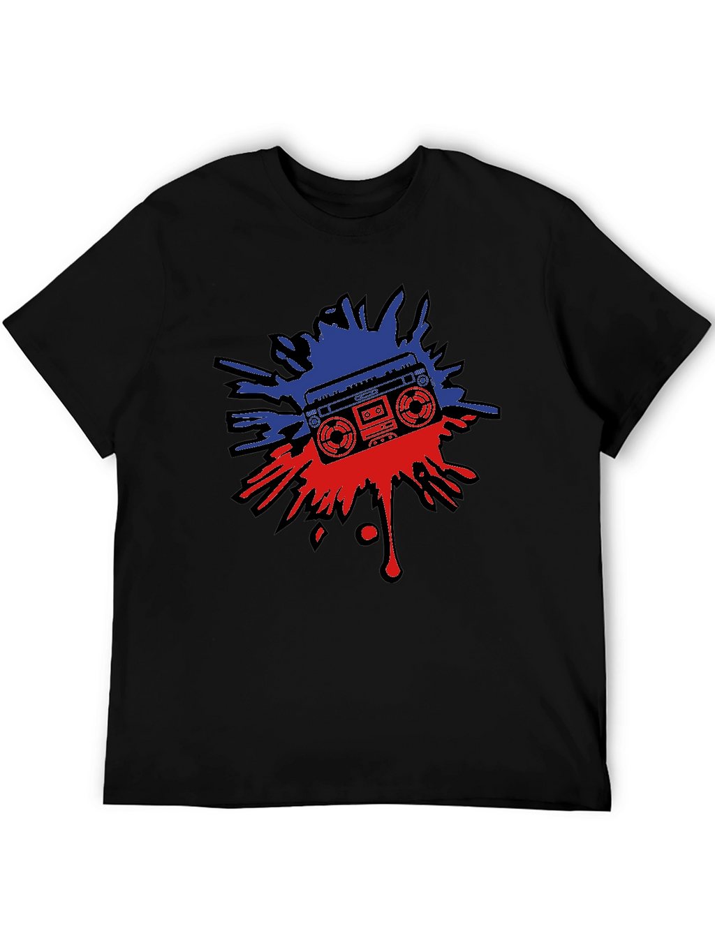 Retro Boombox Splatter Graphic T-Shirt