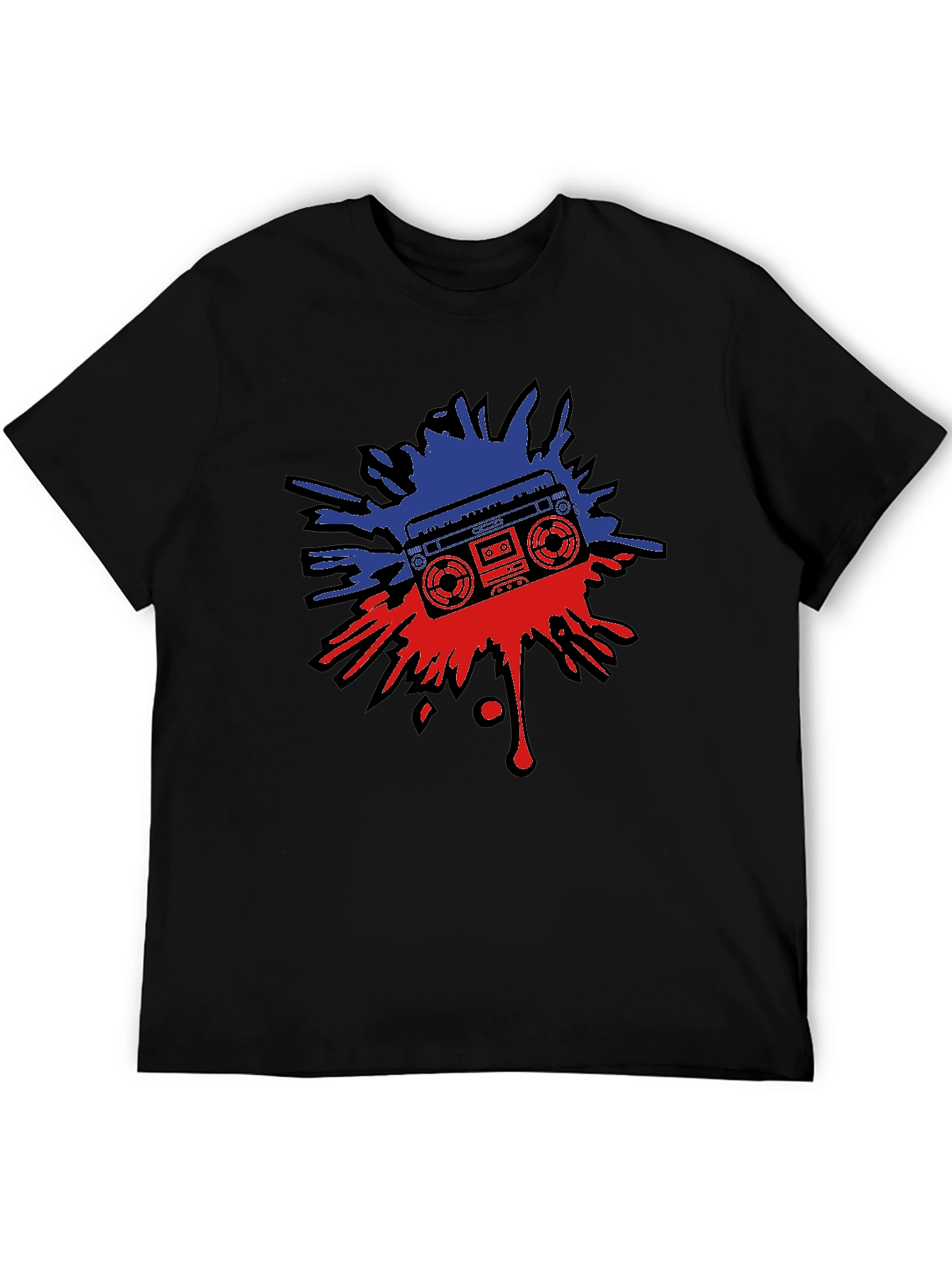 Retro Boombox Splatter Graphic T-Shirt