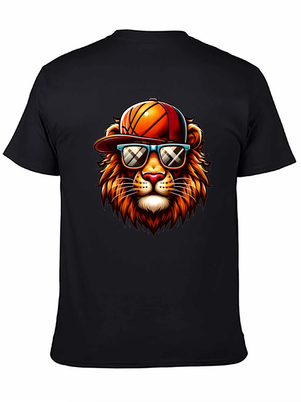 Cool Lion Graphic Tee - Basketball Hat & Shades