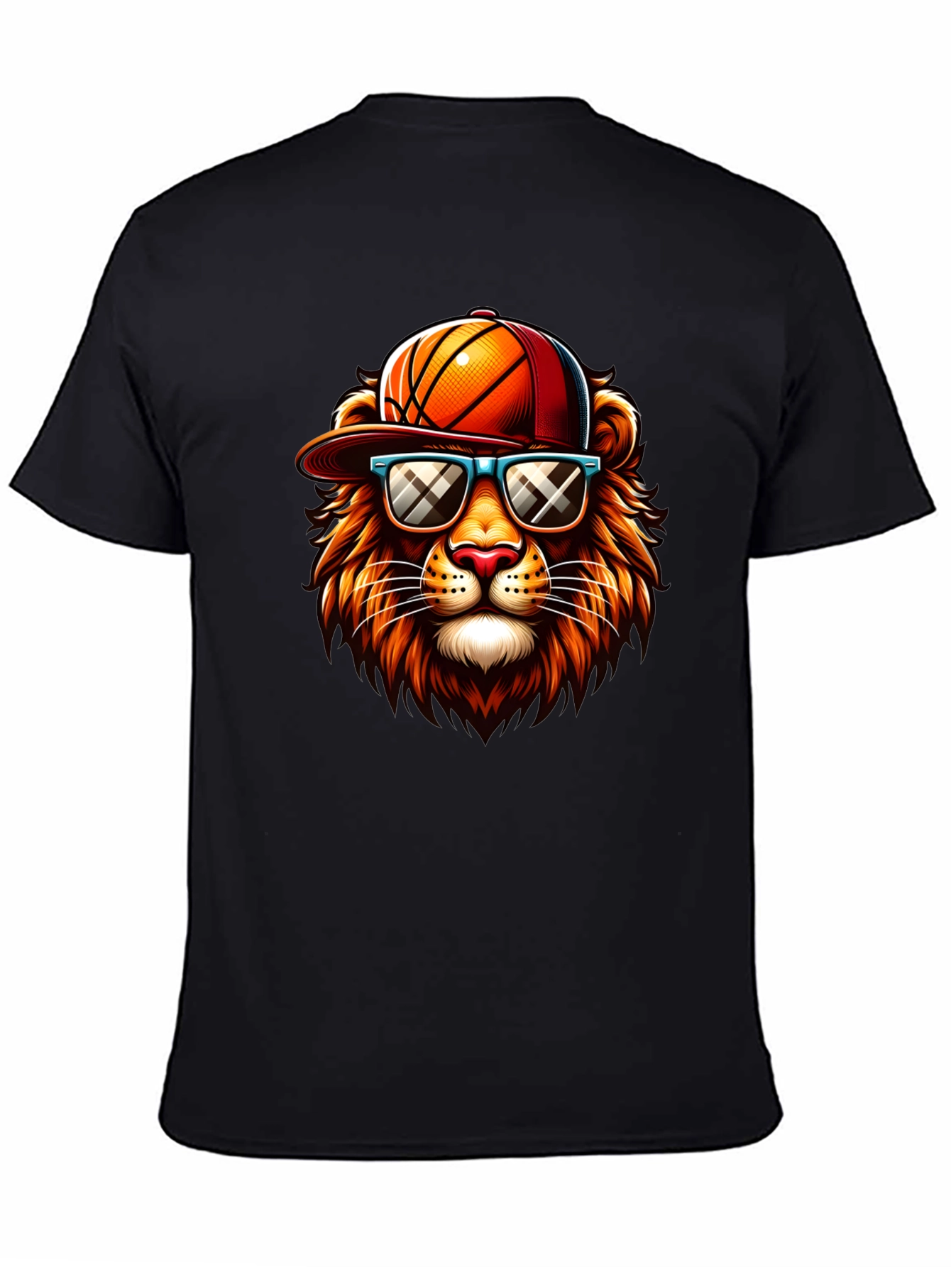 Cool Lion Graphic Tee - Basketball Hat & Shades